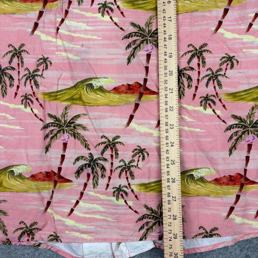 Scotch & Soda Button Up Shirt Mens XL Pink Palm Tree Tropical Wave Surf Print